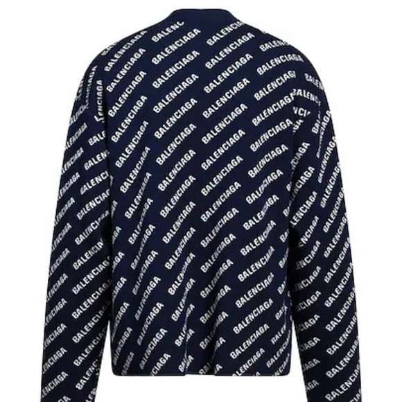 Balenciaga Blue and White Logo Cardigan Size L Unisex - Picture 2 of 6